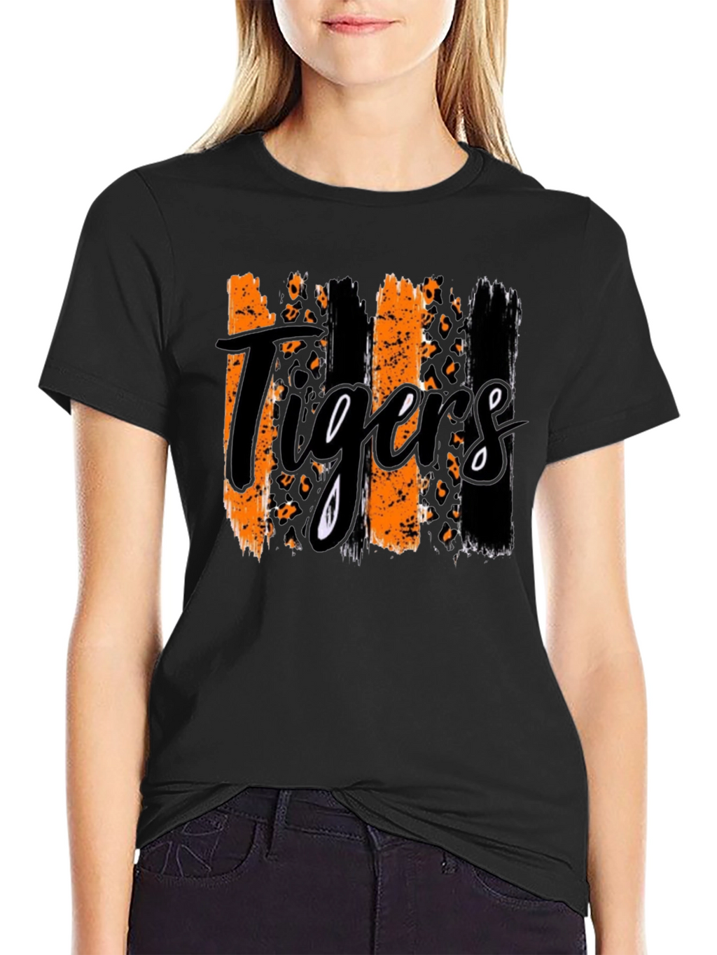 Tigers Graphic Print Mens Black T-Shirt