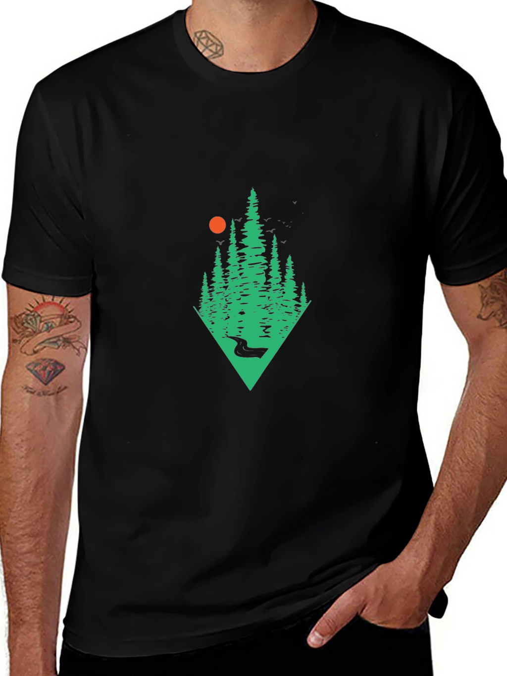 Nature Scene Black T-Shirt