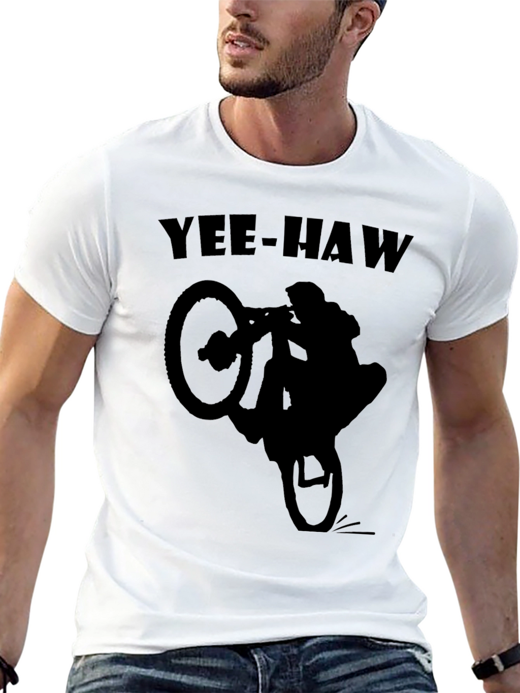 Yee-Haw Biker Silhouette T-Shirt - Black