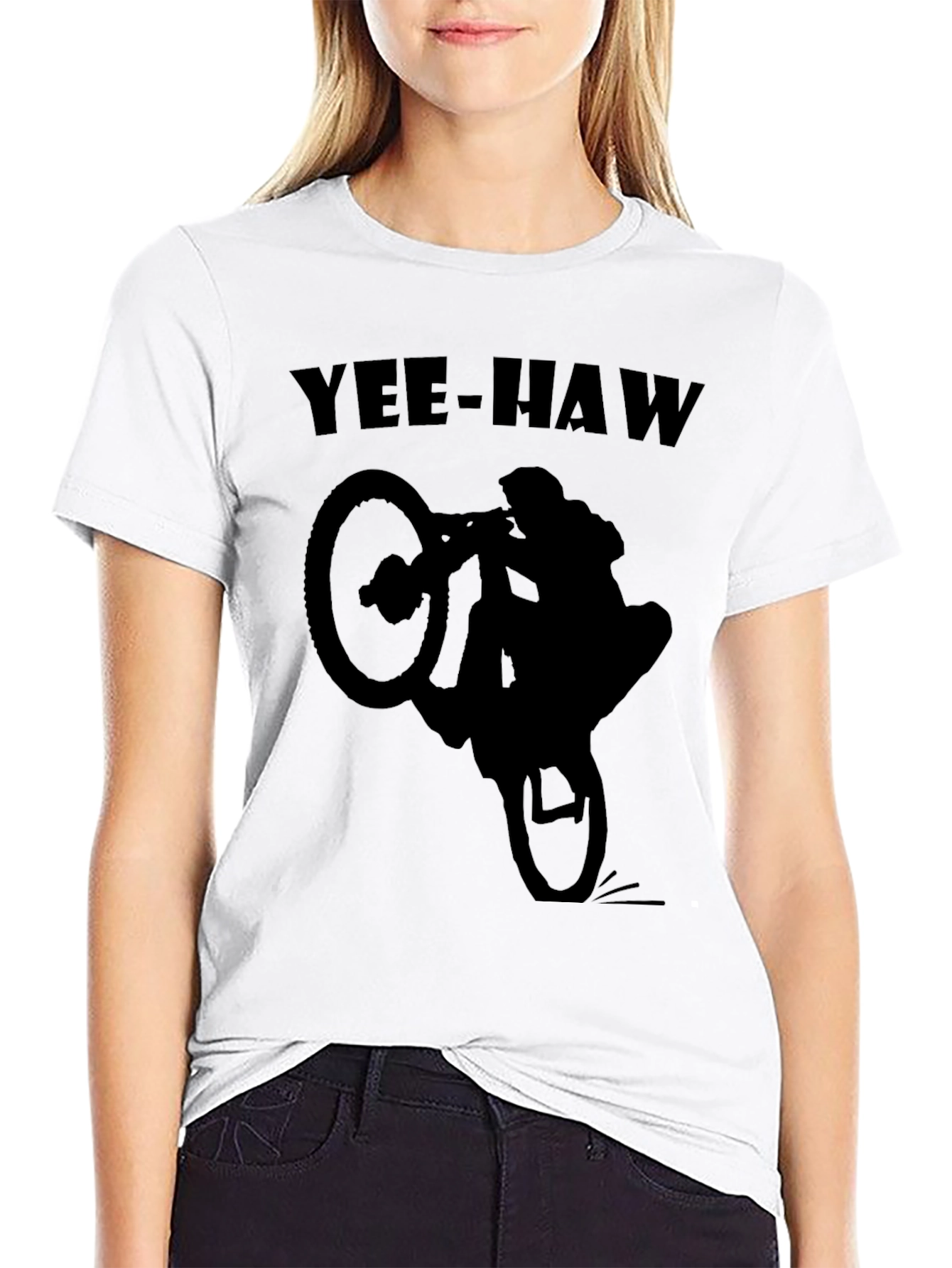 Yee-Haw Biker Silhouette T-Shirt - Black
