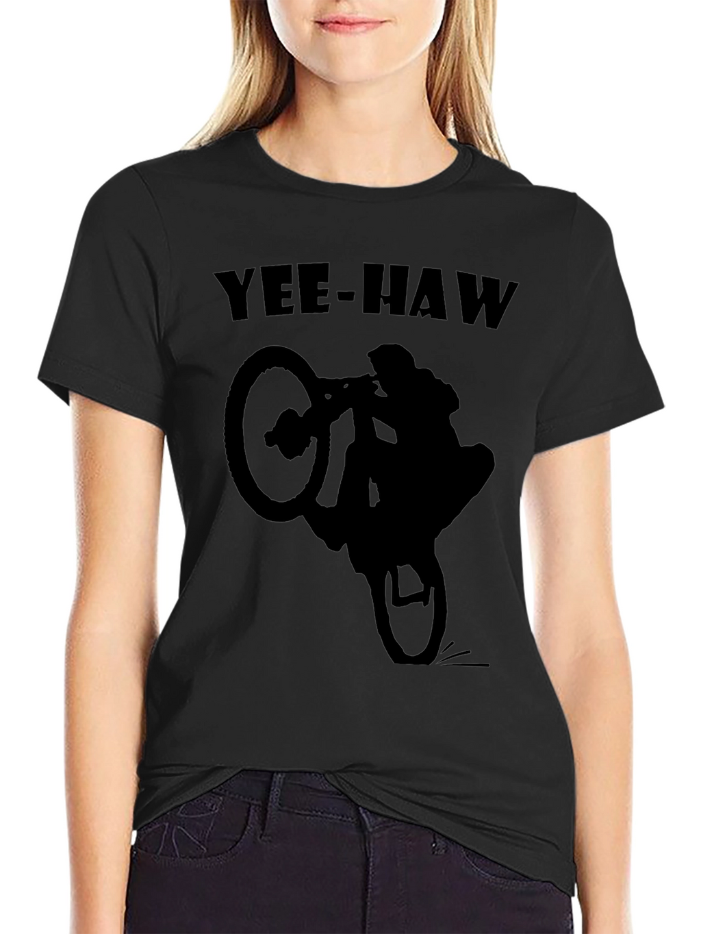 Yee-Haw Biker Silhouette T-Shirt - Black