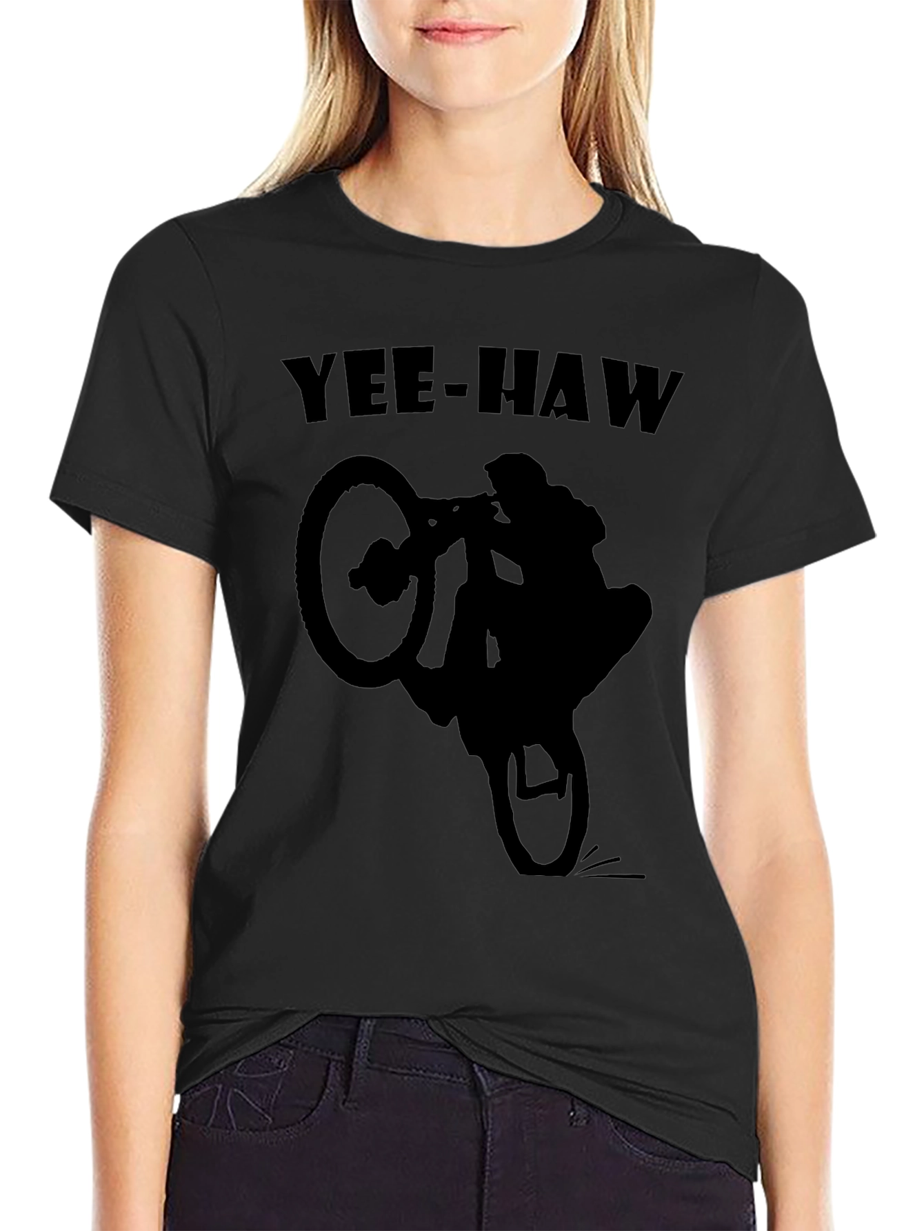 Yee-Haw Biker Silhouette T-Shirt - Black