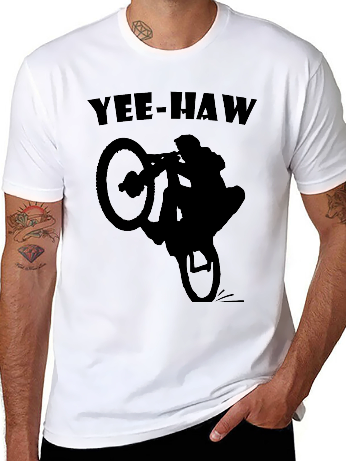 Yee-Haw Biker Silhouette T-Shirt - Black