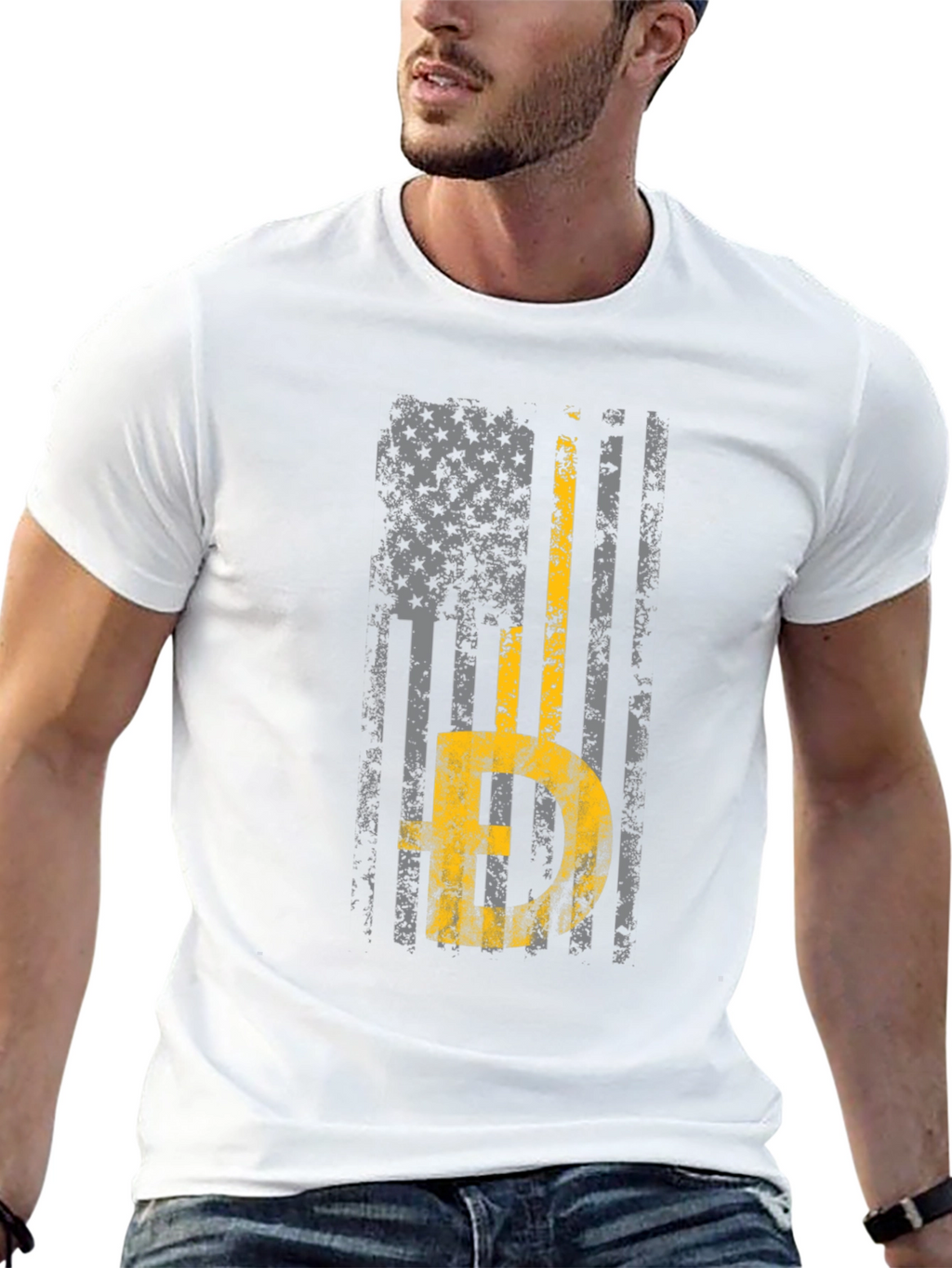 Thin Yellow Line American Flag T-Shirt