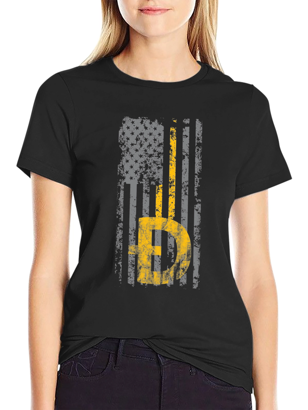Thin Yellow Line American Flag T-Shirt