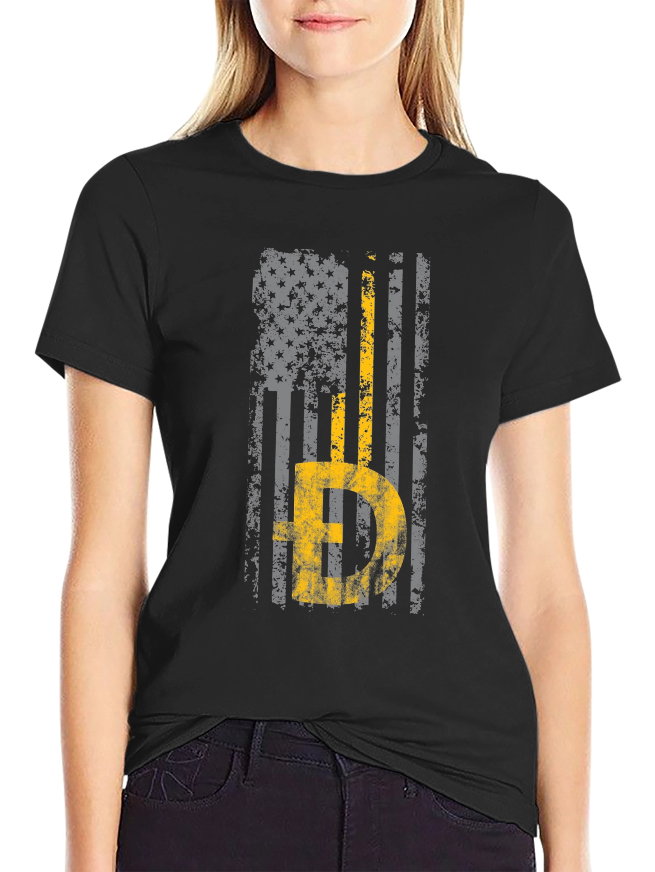 Thin Yellow Line American Flag T-Shirt