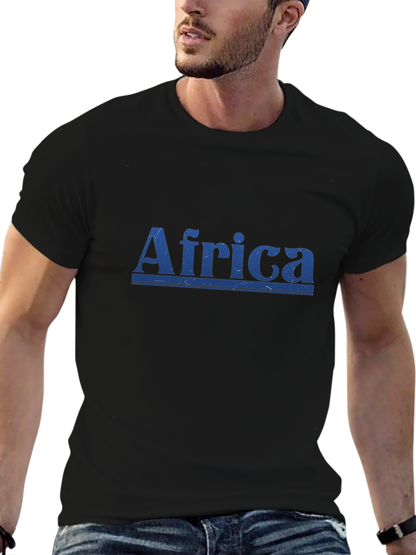 Africa Graphic Print Mens Black T-Shirt