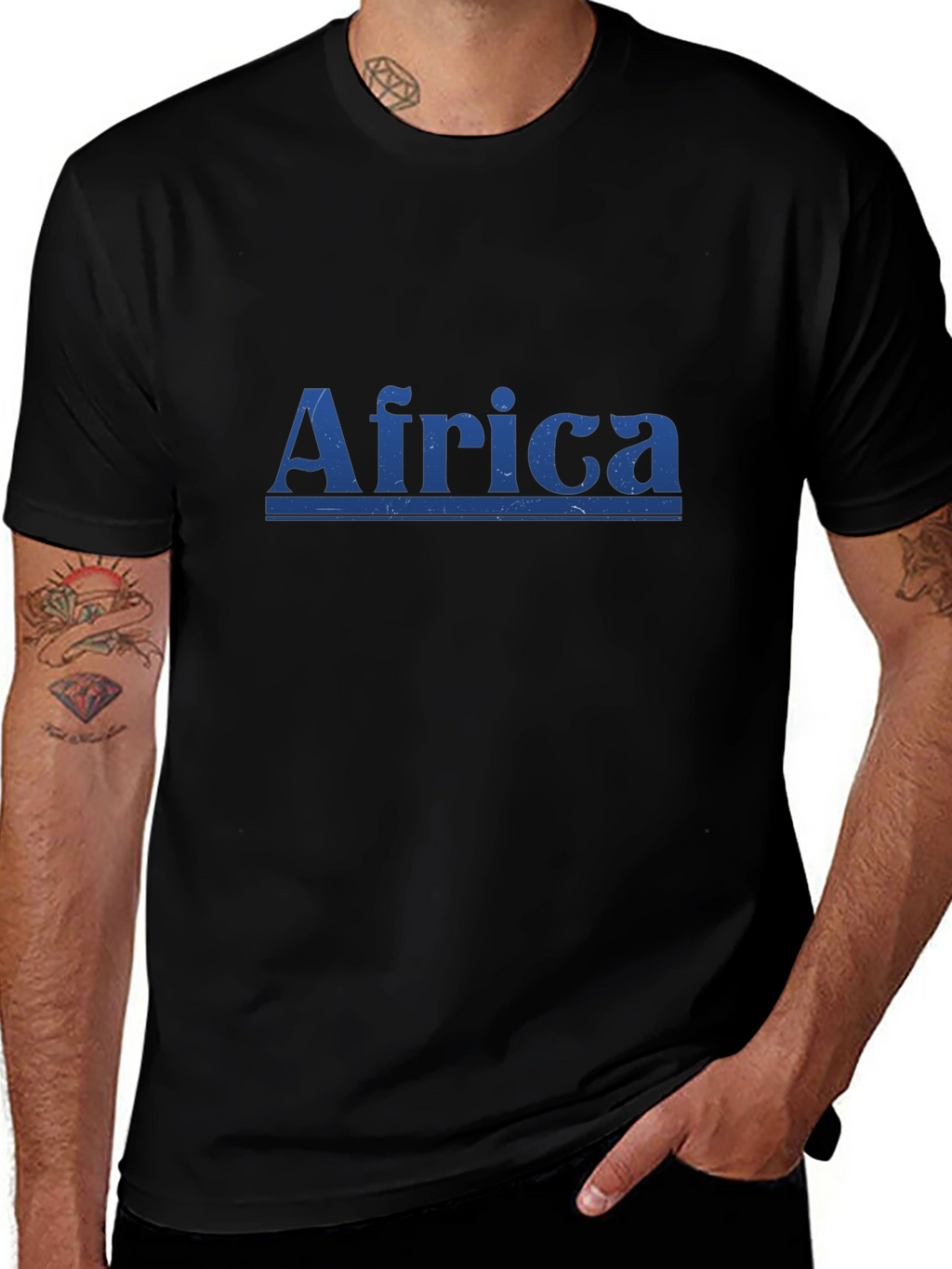 Africa Graphic Print Mens Black T-Shirt