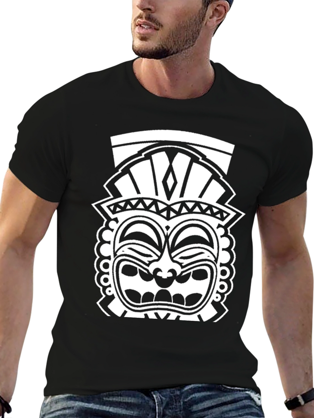 Tribal Tiki Graphic T-Shirt - Cool Black Tee