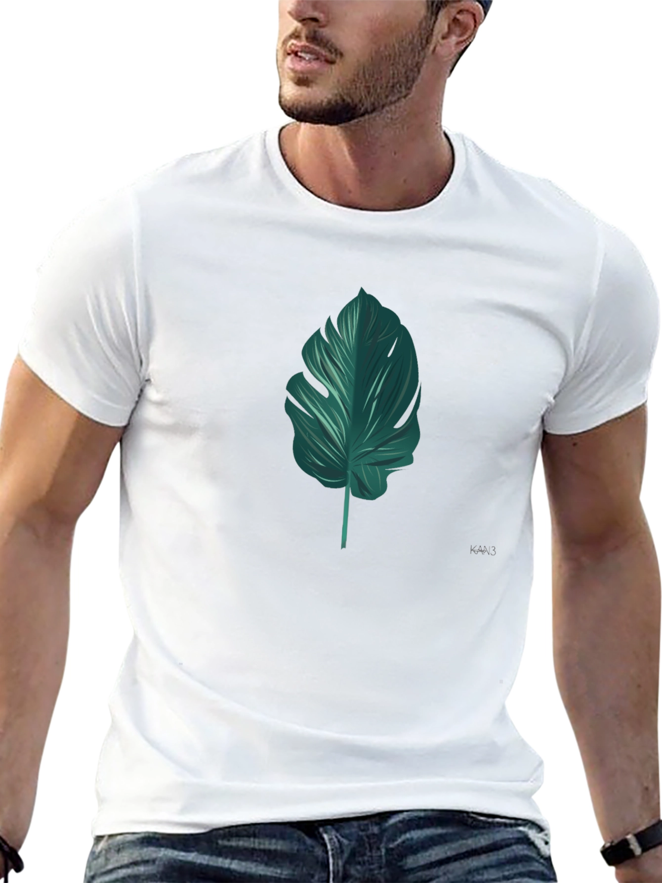 Stylish Tropical Leaf Graphic T-Shirt