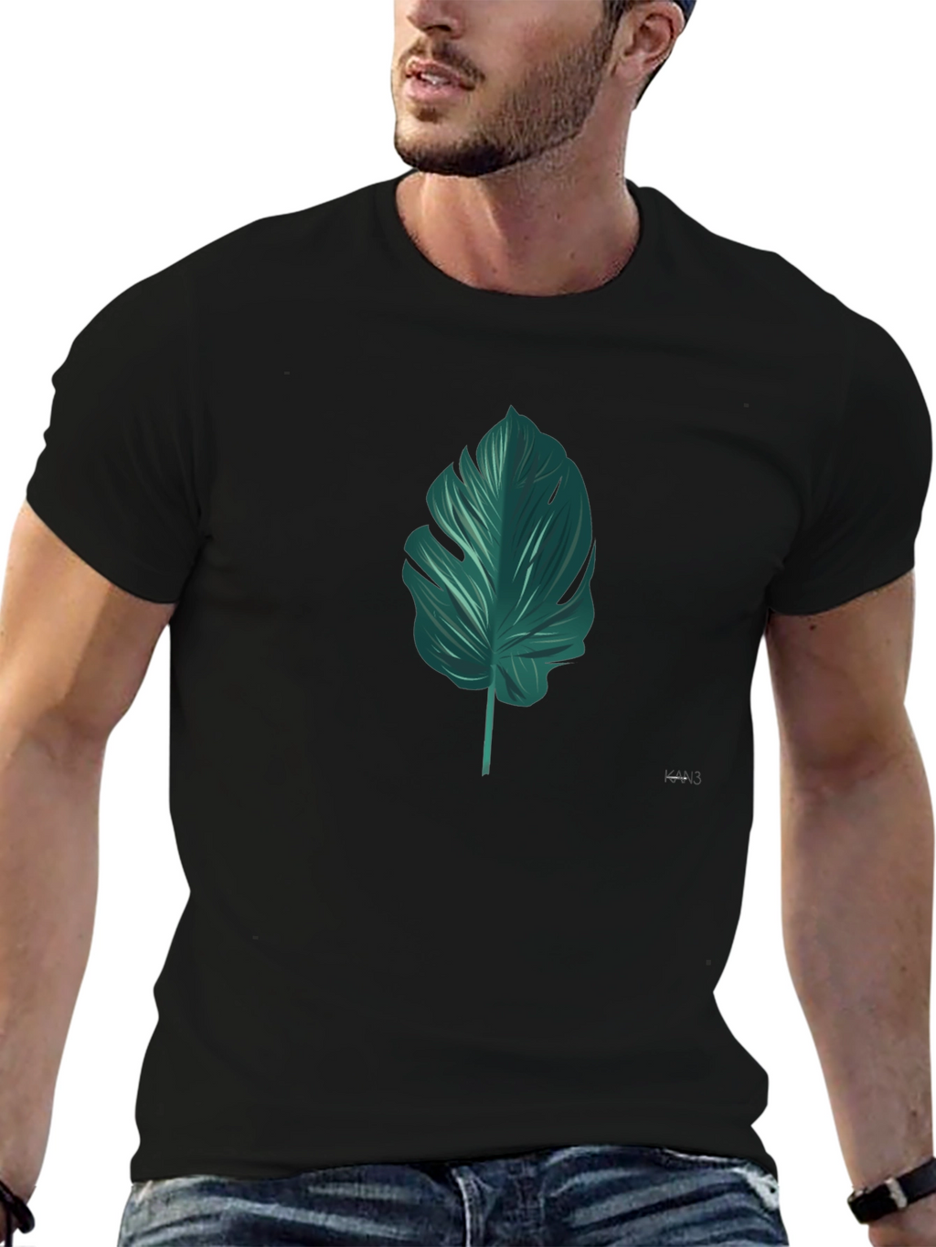Stylish Tropical Leaf Graphic T-Shirt