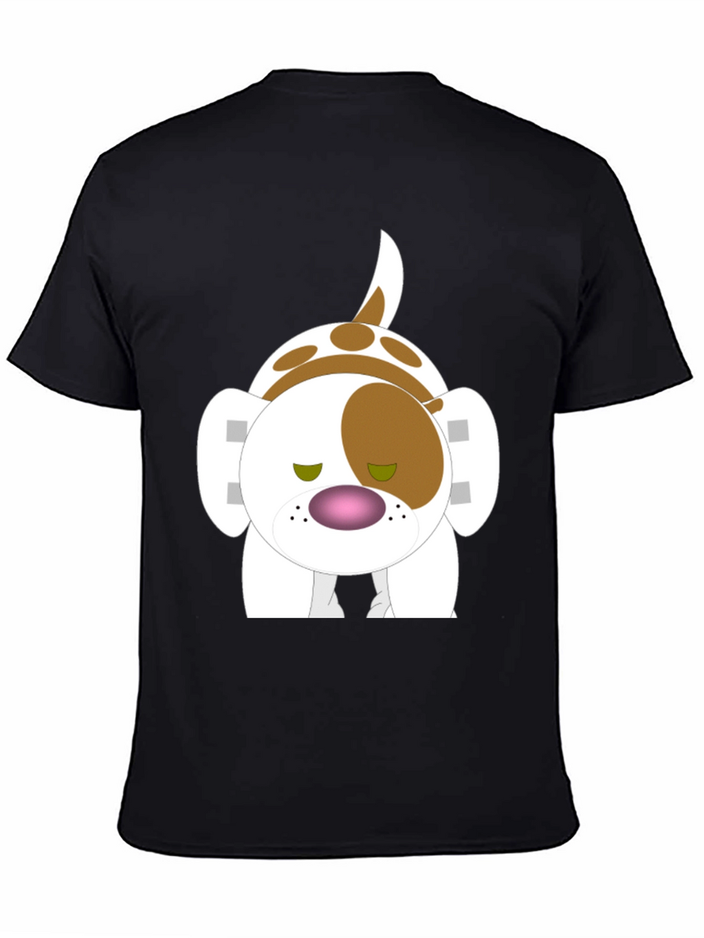 Cartoon Dog Graphic Black T-Shirt