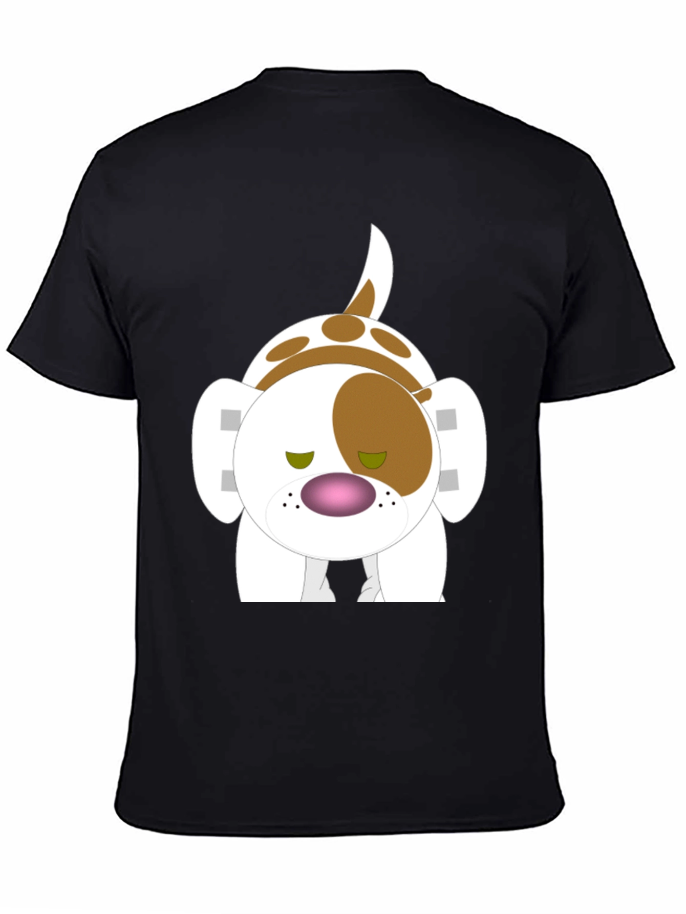 Cartoon Dog Graphic Black T-Shirt
