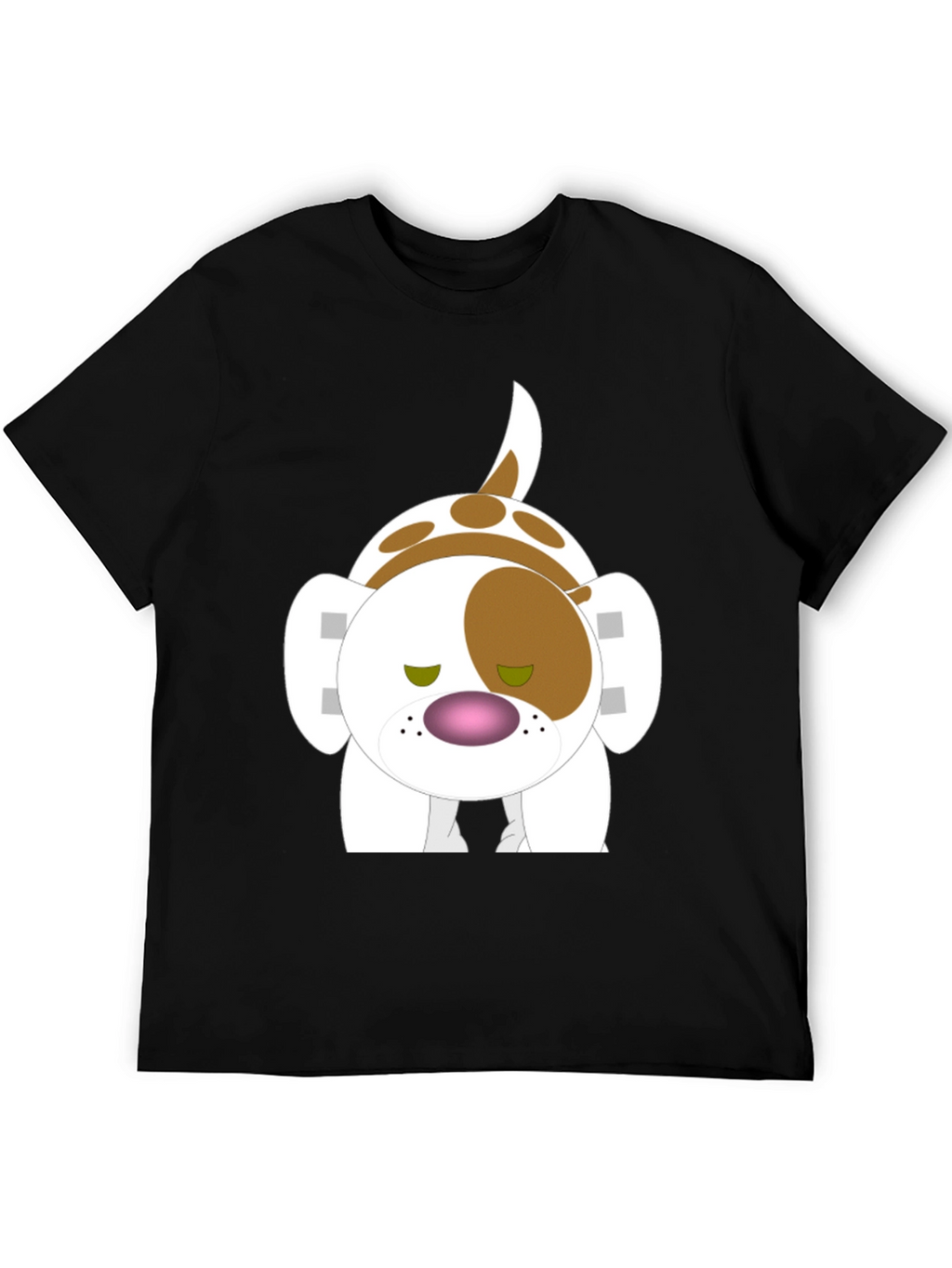 Cartoon Dog Graphic Black T-Shirt