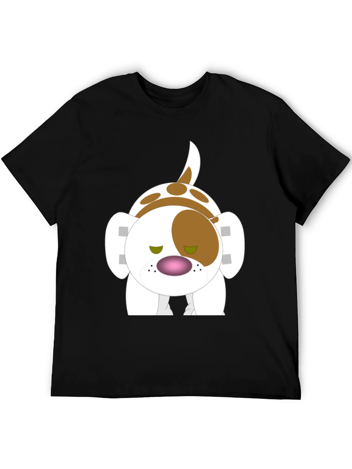 Cartoon Dog Graphic Black T-Shirt