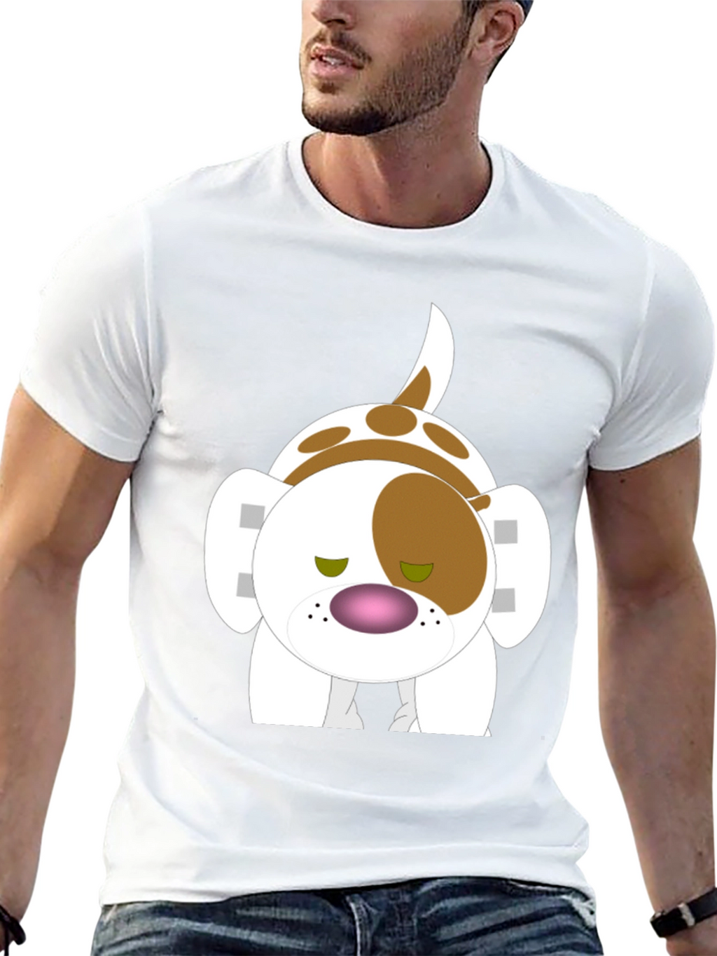 Cartoon Dog Graphic Black T-Shirt