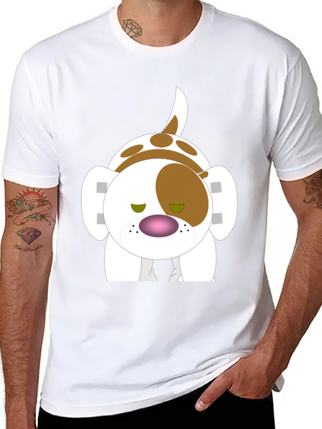 Cartoon Dog Graphic Black T-Shirt