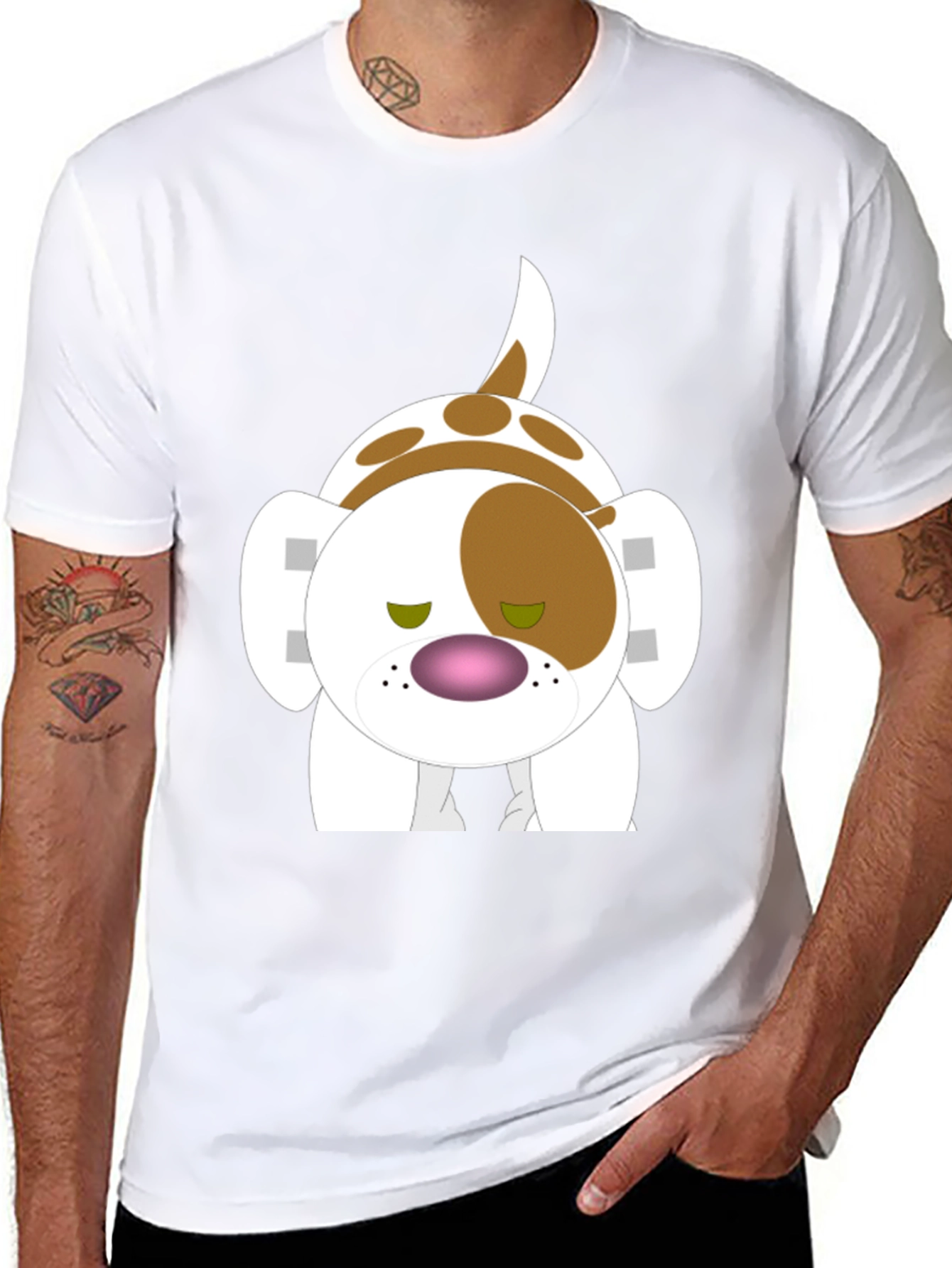 Cartoon Dog Graphic Black T-Shirt