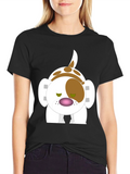 Cartoon Dog Graphic Black T-Shirt