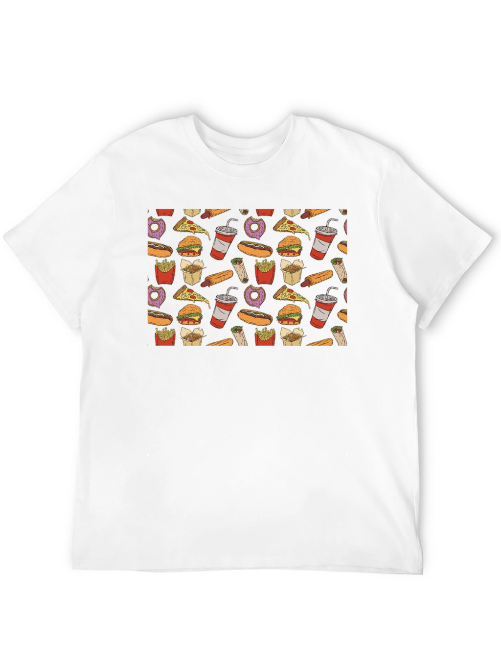 Junk Food Pattern T-Shirt - Black Casual Wear