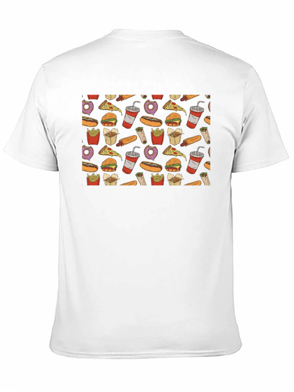 Junk Food Pattern T-Shirt - Black Casual Wear