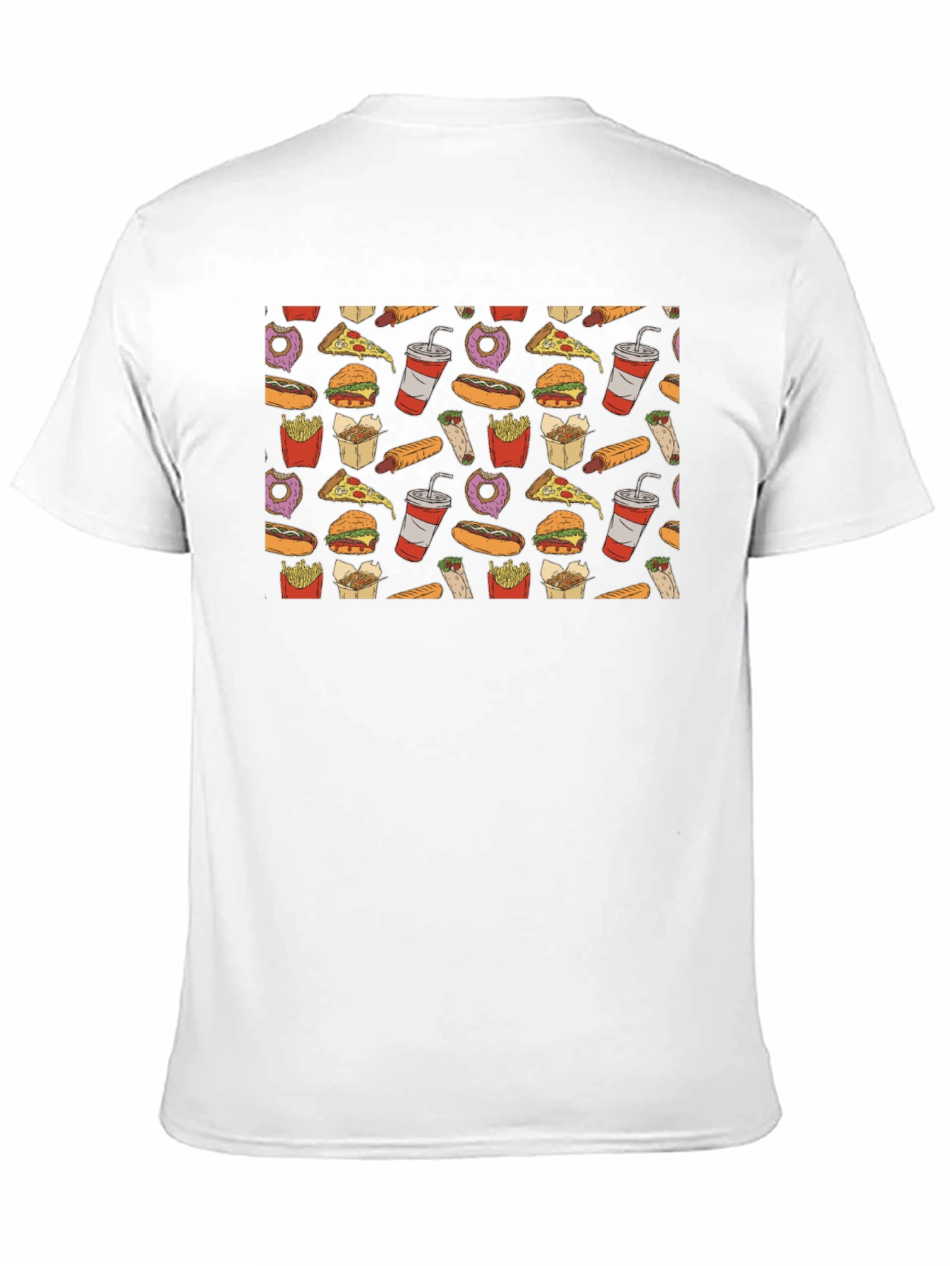 Junk Food Pattern T-Shirt - Black Casual Wear