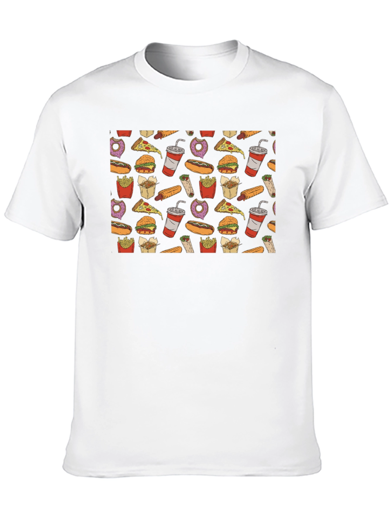 Junk Food Pattern T-Shirt - Black Casual Wear