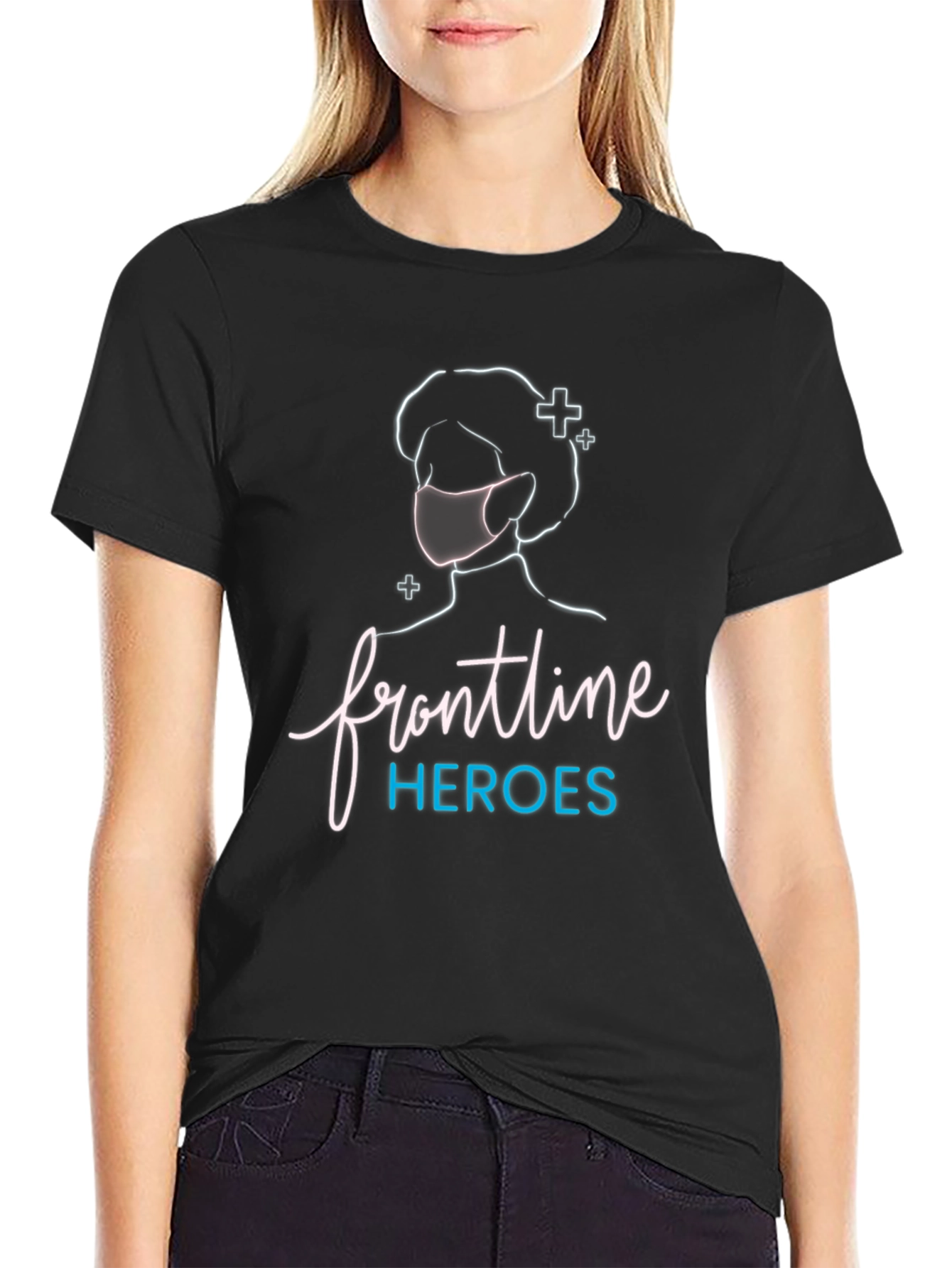 Frontline Heroes Black Graphic T-Shirt