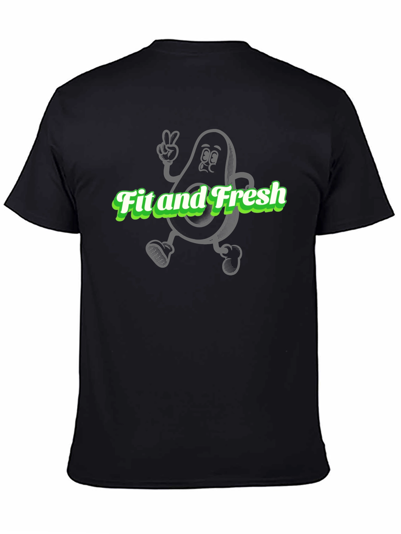 Fit and Fresh Avocado Graphic Tee - Black Cotton T-Shirt