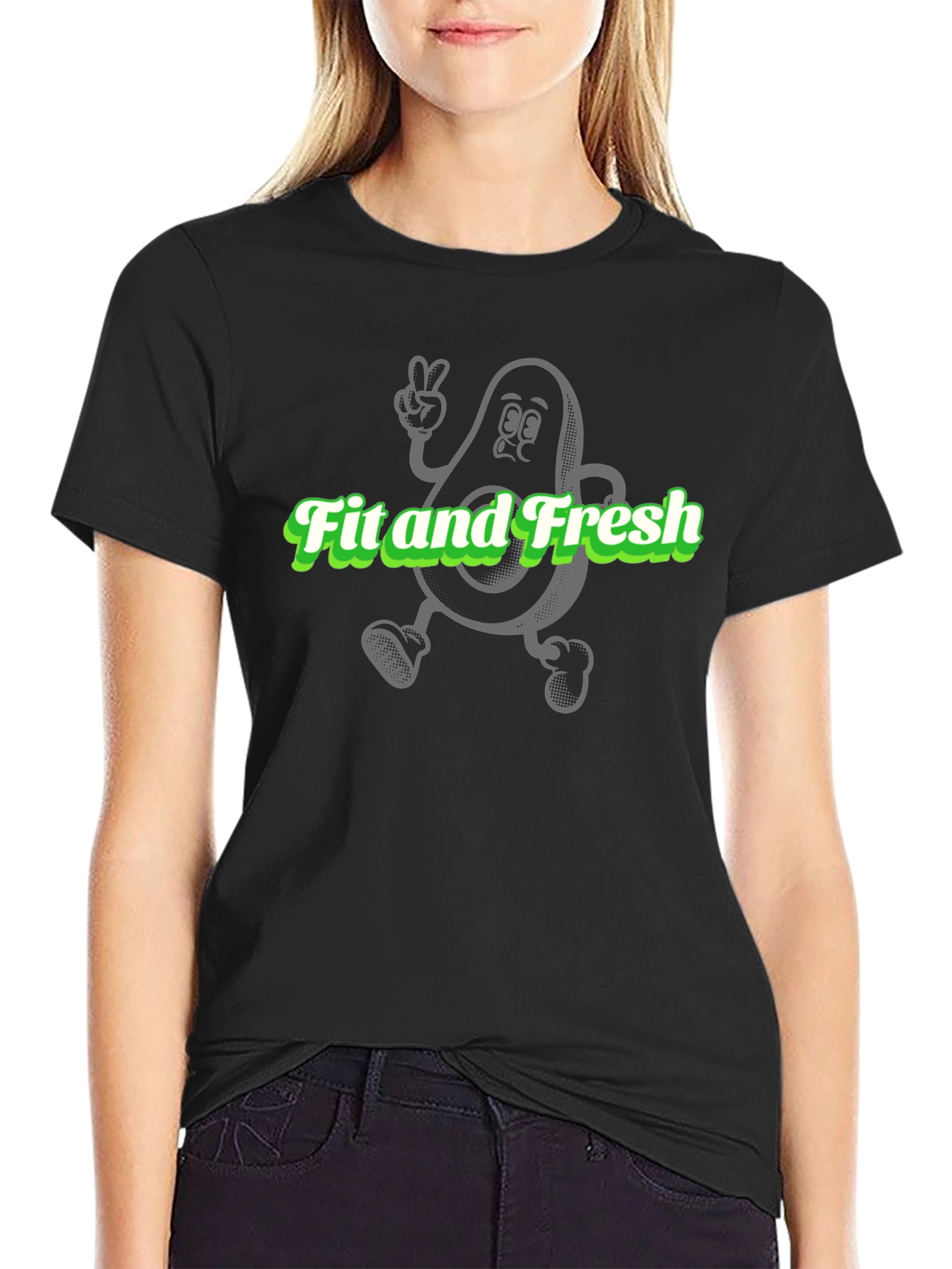 Fit and Fresh Avocado Graphic Tee - Black Cotton T-Shirt
