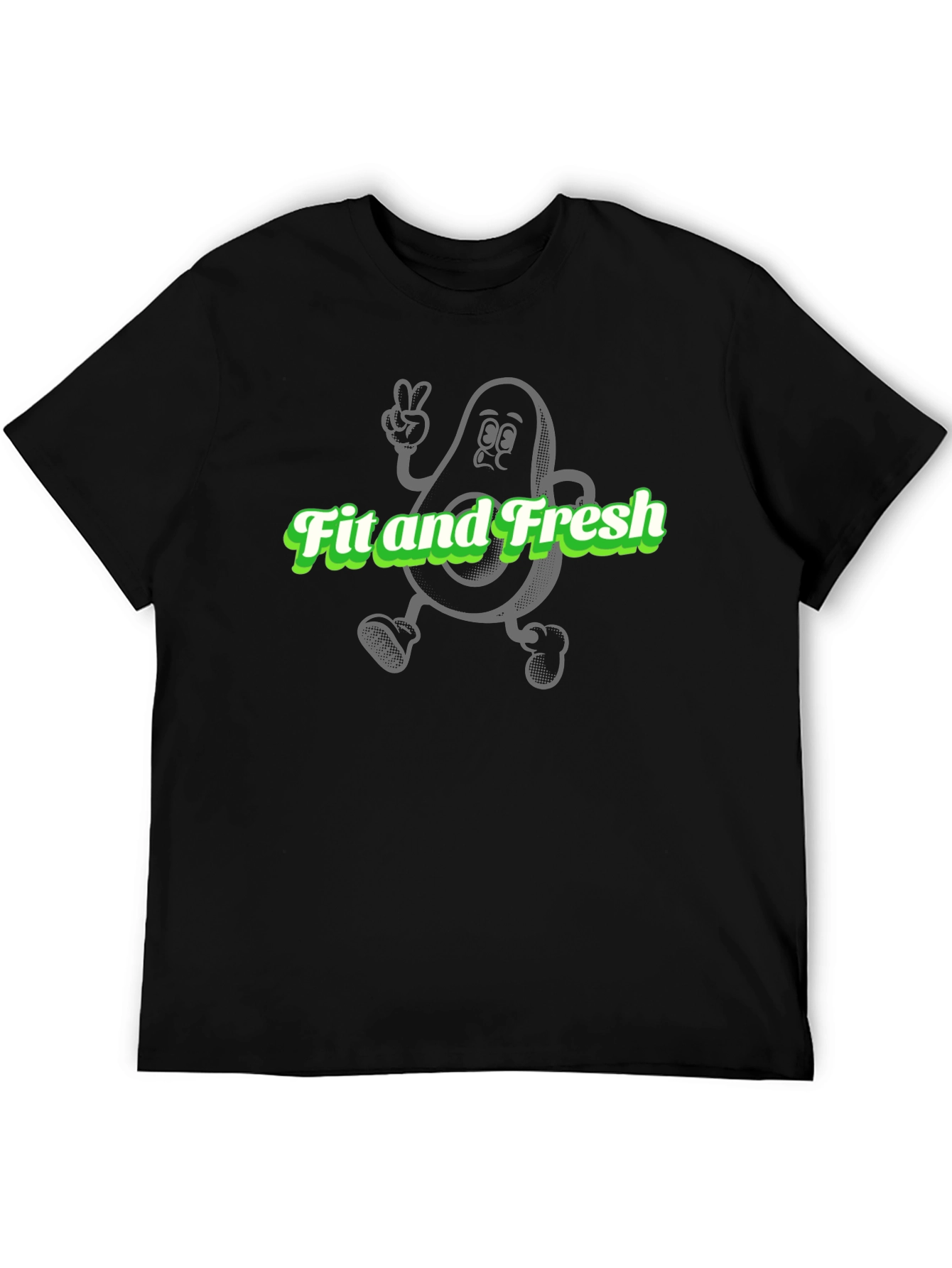 Fit and Fresh Avocado Graphic Tee - Black Cotton T-Shirt