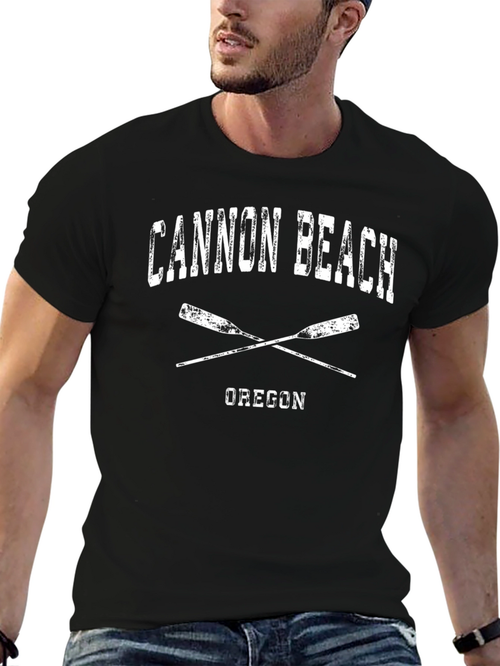 Cannon Beach Oregon T-Shirt Rowing Paddle Graphic