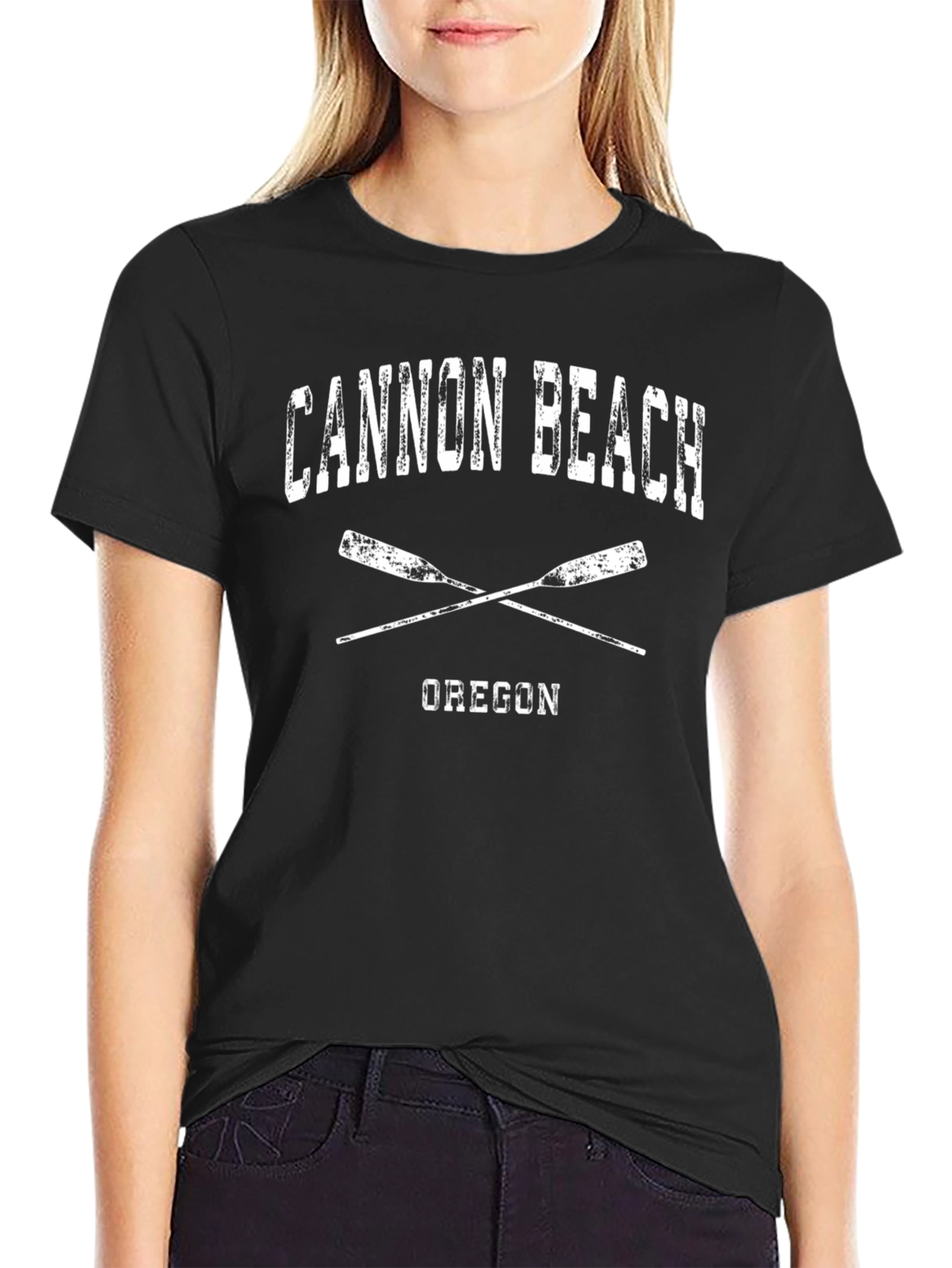 Cannon Beach Oregon T-Shirt Rowing Paddle Graphic
