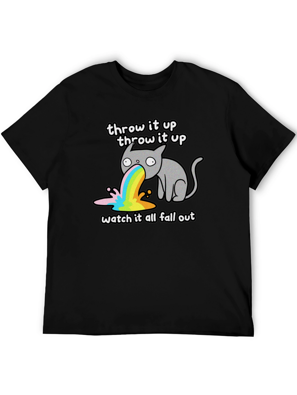 Throw It Up Cat Tee - Rainbow Vomit T-Shirt