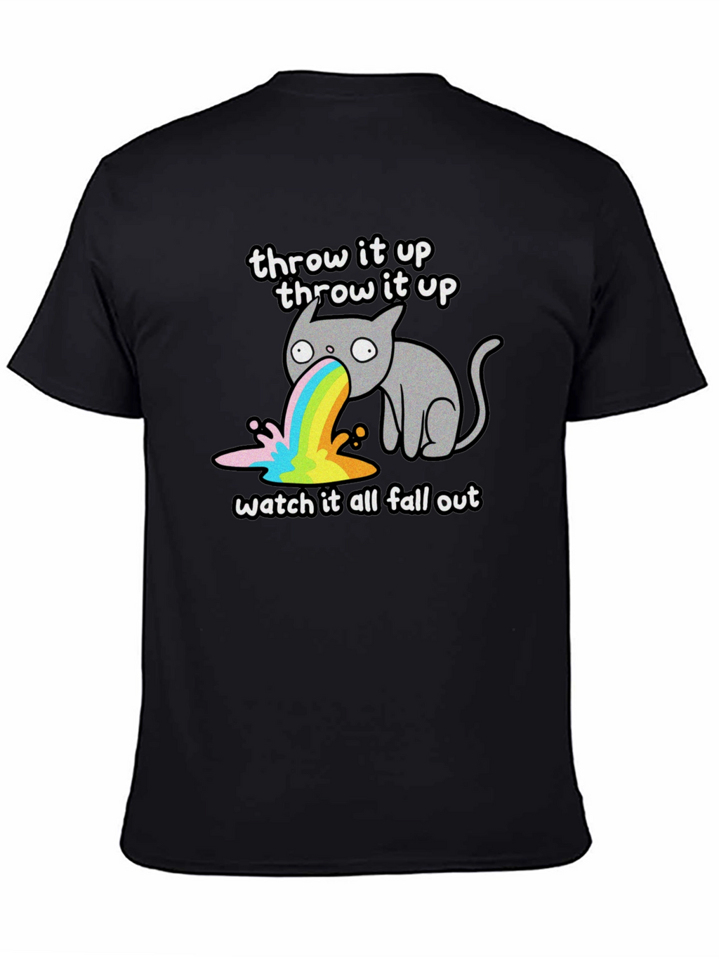Throw It Up Cat Tee - Rainbow Vomit T-Shirt