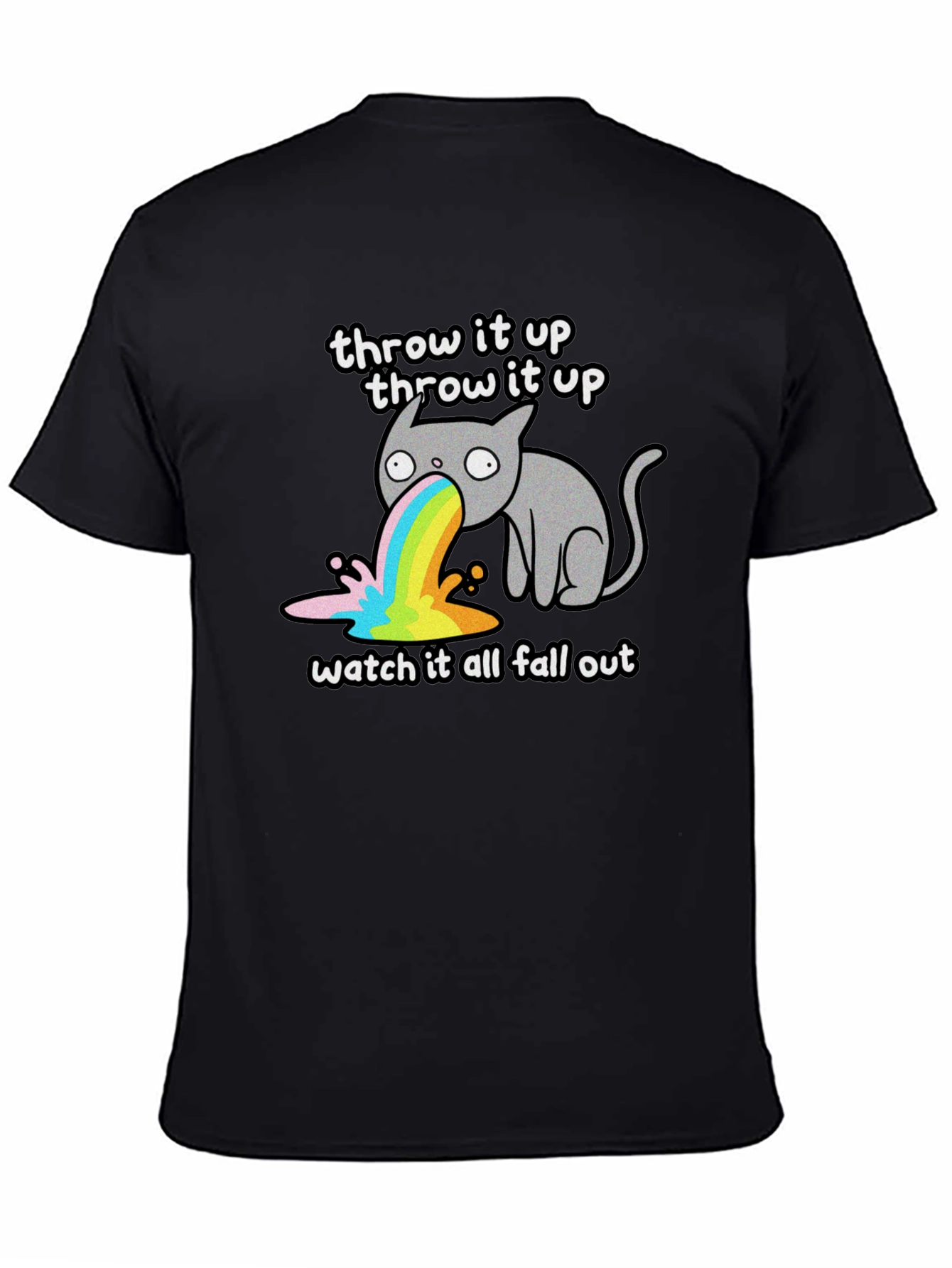 Throw It Up Cat Tee - Rainbow Vomit T-Shirt