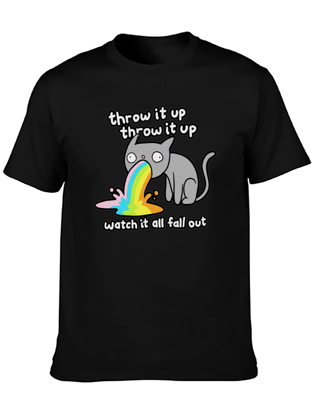Throw It Up Cat Tee - Rainbow Vomit T-Shirt