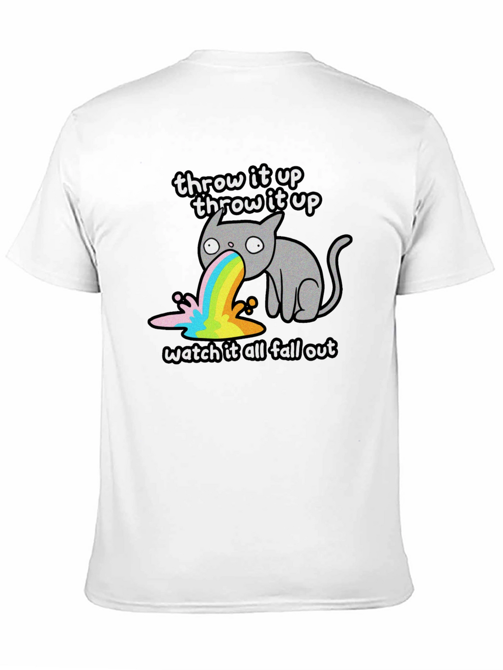 Throw It Up Cat Tee - Rainbow Vomit T-Shirt