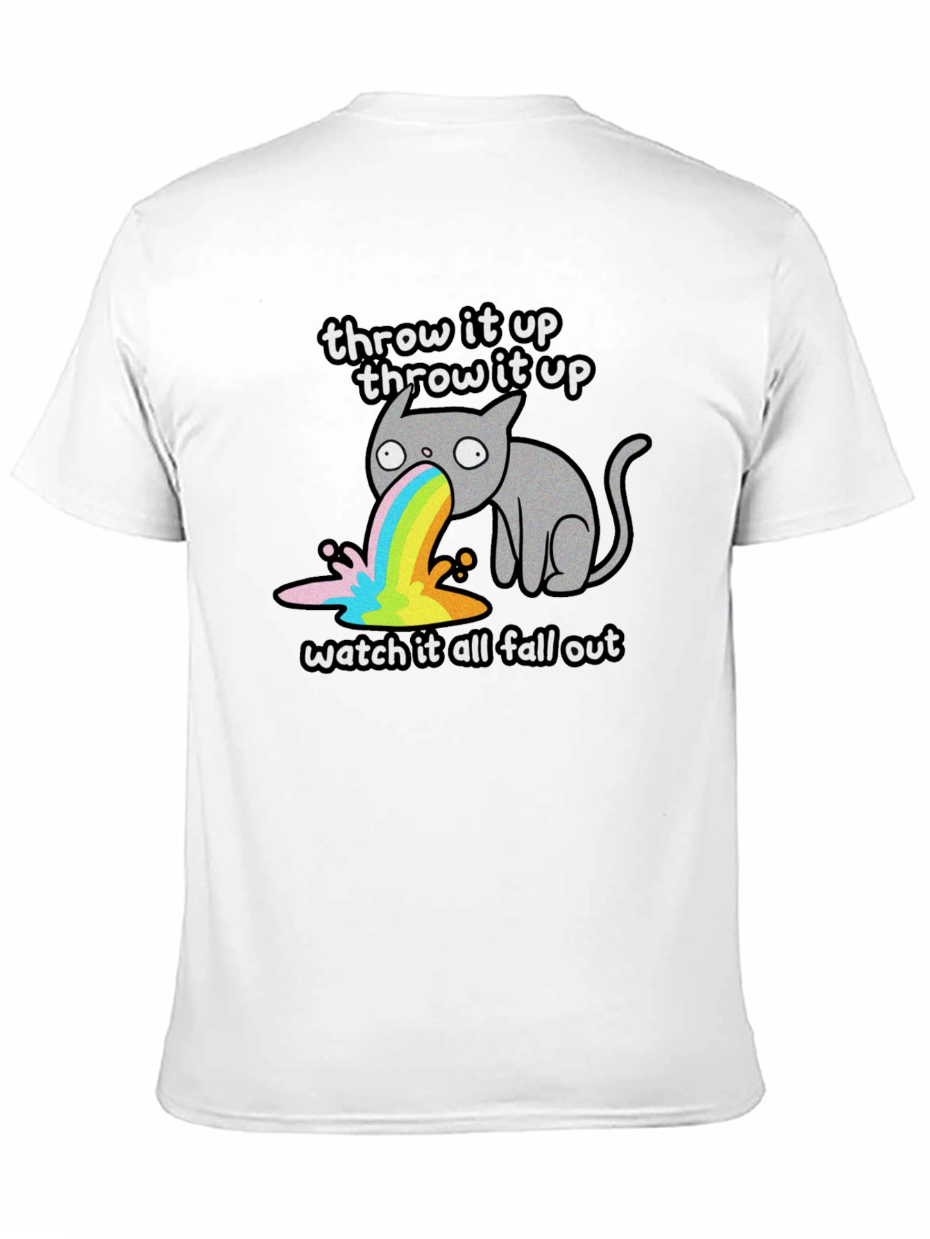 Throw It Up Cat Tee - Rainbow Vomit T-Shirt