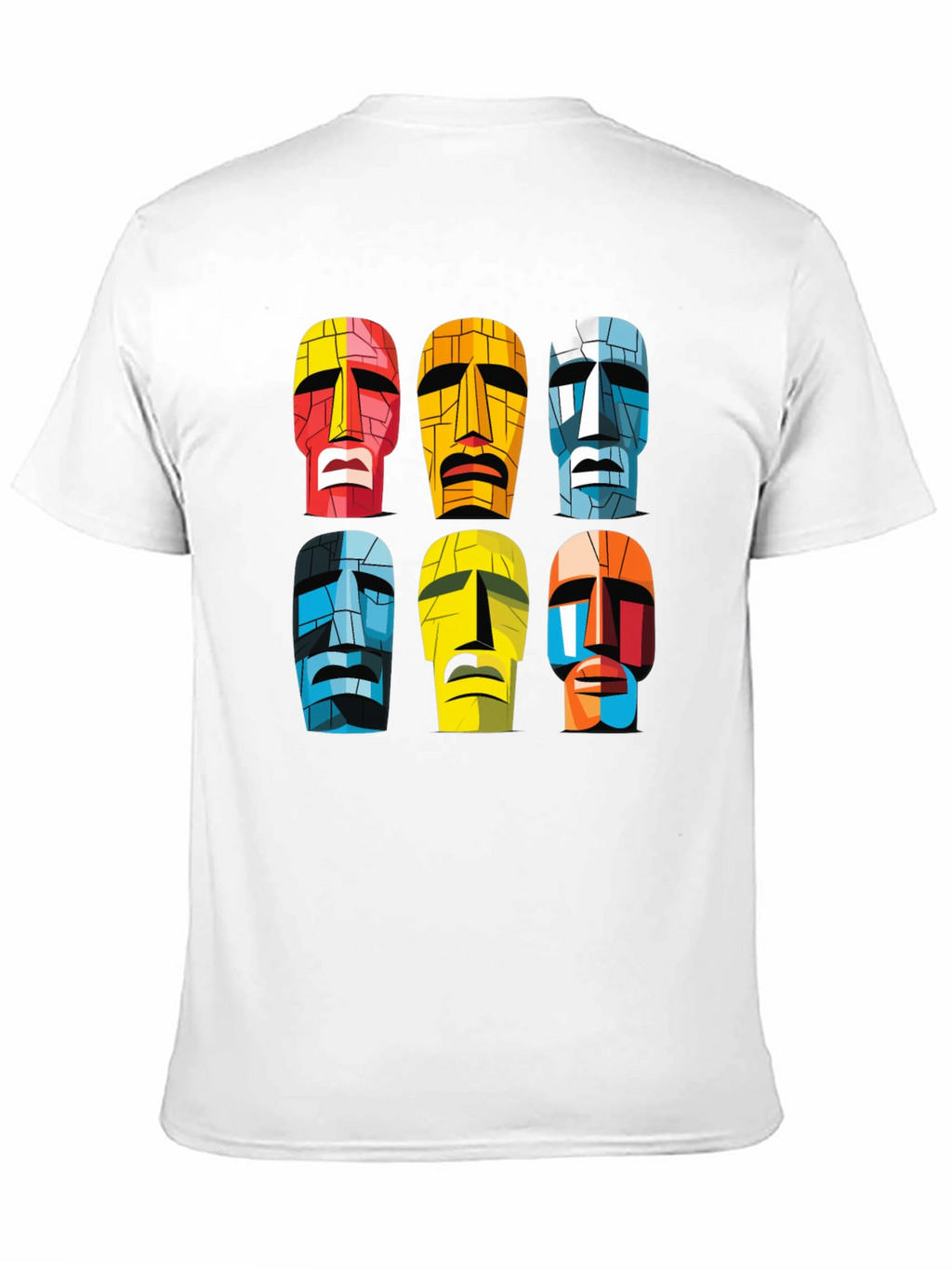 Moai Heads Graphic Print Tee - Black