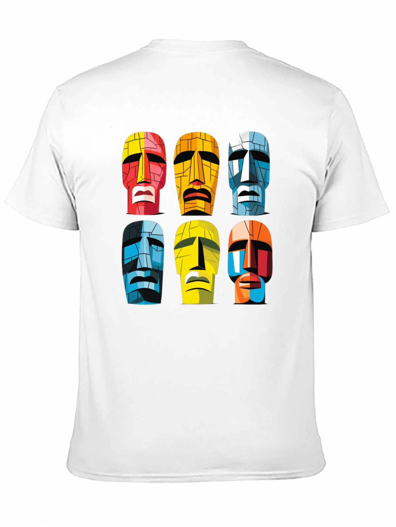 Moai Heads Graphic Print Tee - Black
