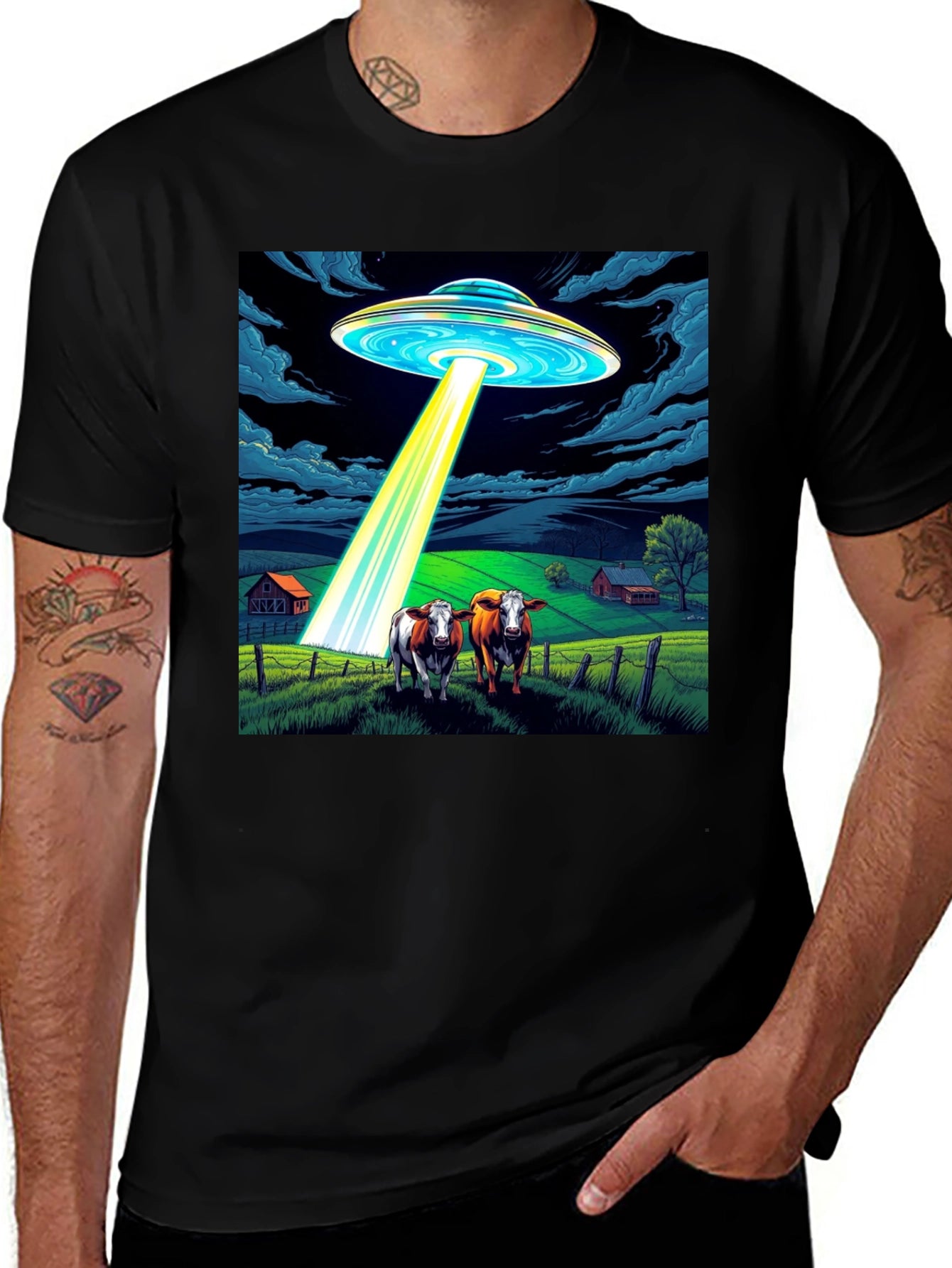 UFO Abduction Cow T-Shirt - Premium Cotton Tee
