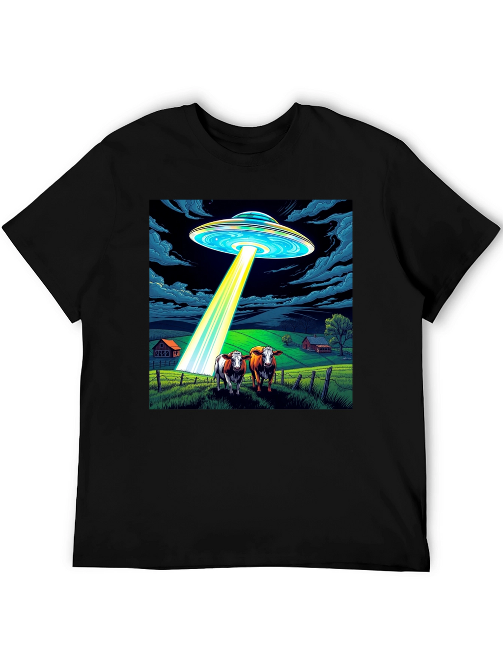 UFO Abduction Cow T-Shirt - Premium Cotton Tee