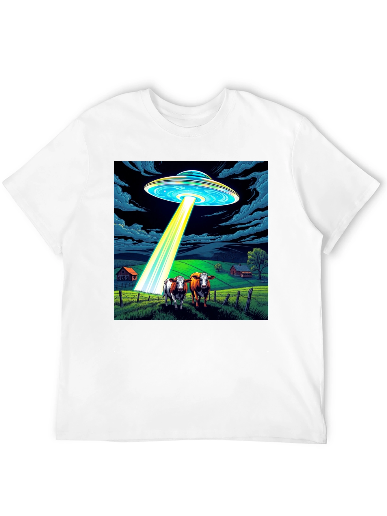 UFO Abduction Cow T-Shirt - Premium Cotton Tee
