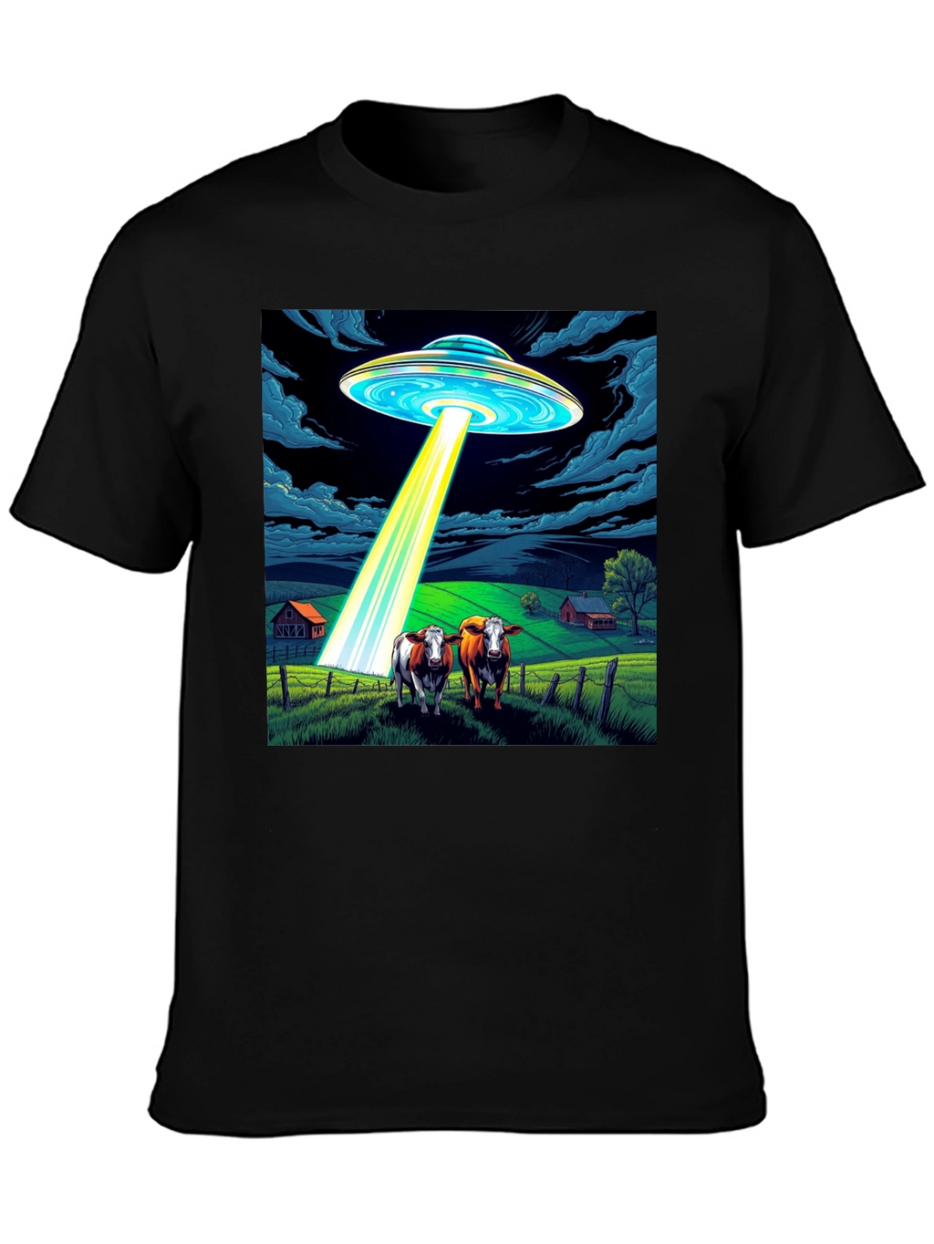 UFO Abduction Cow T-Shirt - Premium Cotton Tee