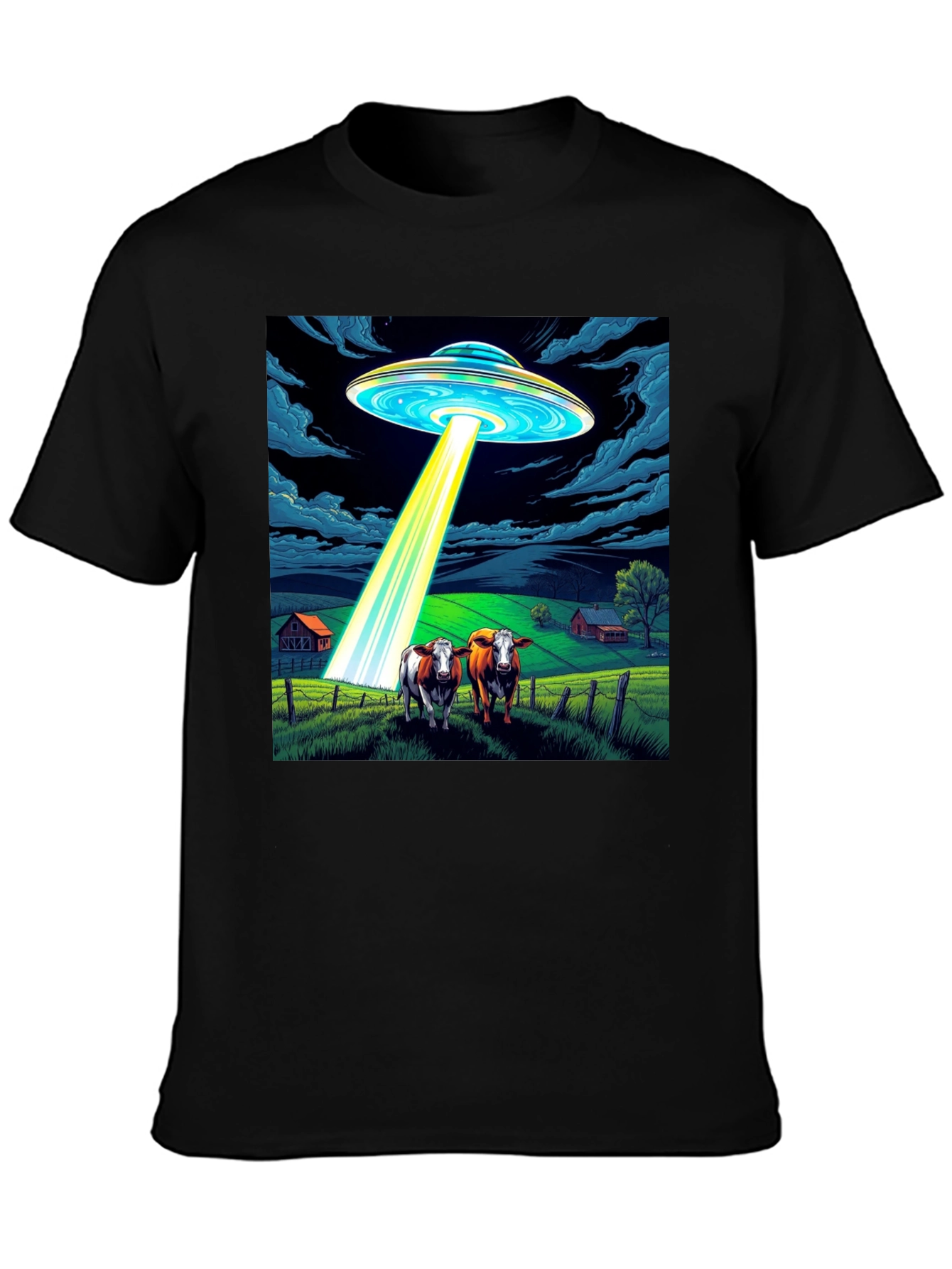 UFO Abduction Cow T-Shirt - Premium Cotton Tee