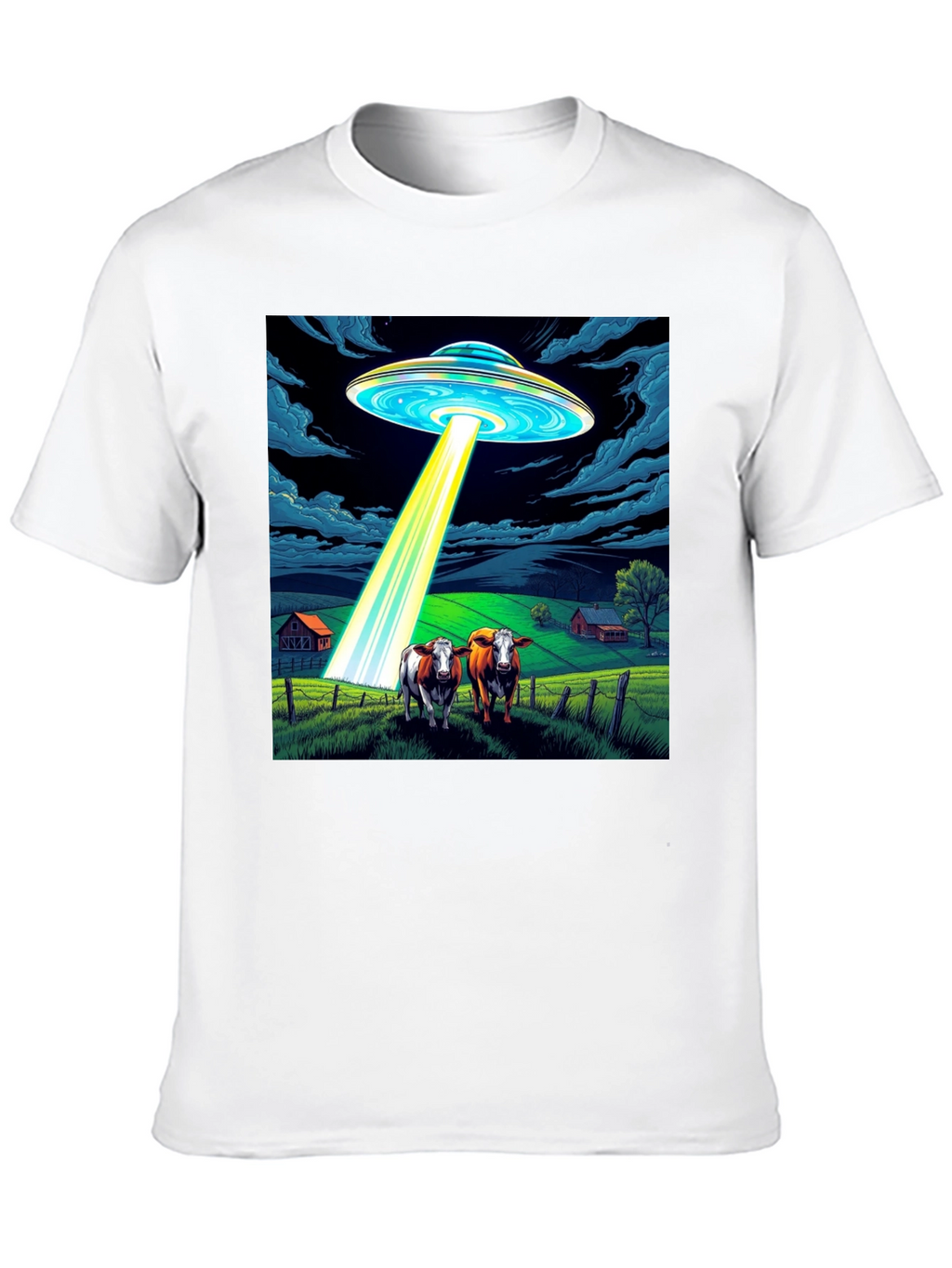 UFO Abduction Cow T-Shirt - Premium Cotton Tee