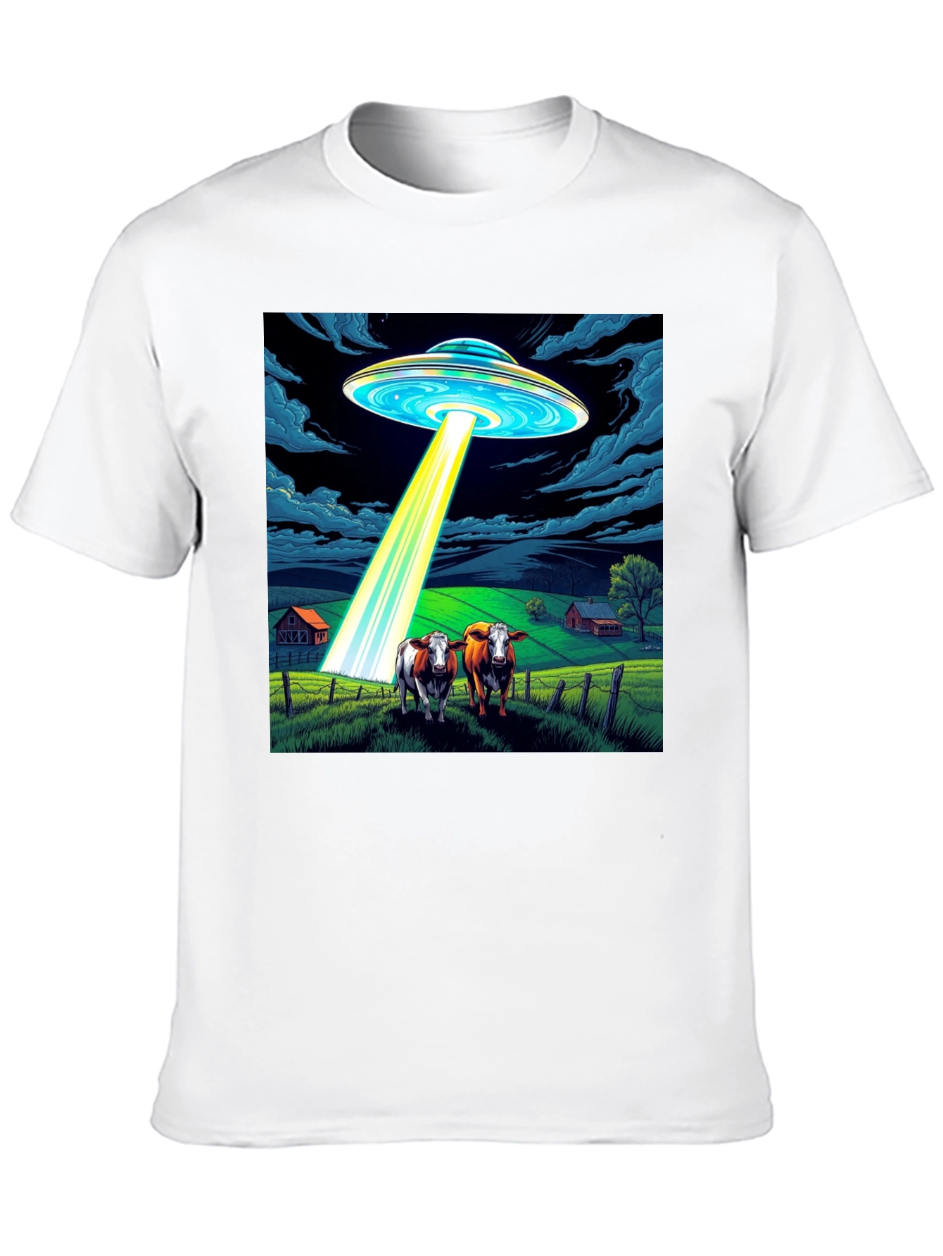 UFO Abduction Cow T-Shirt - Premium Cotton Tee