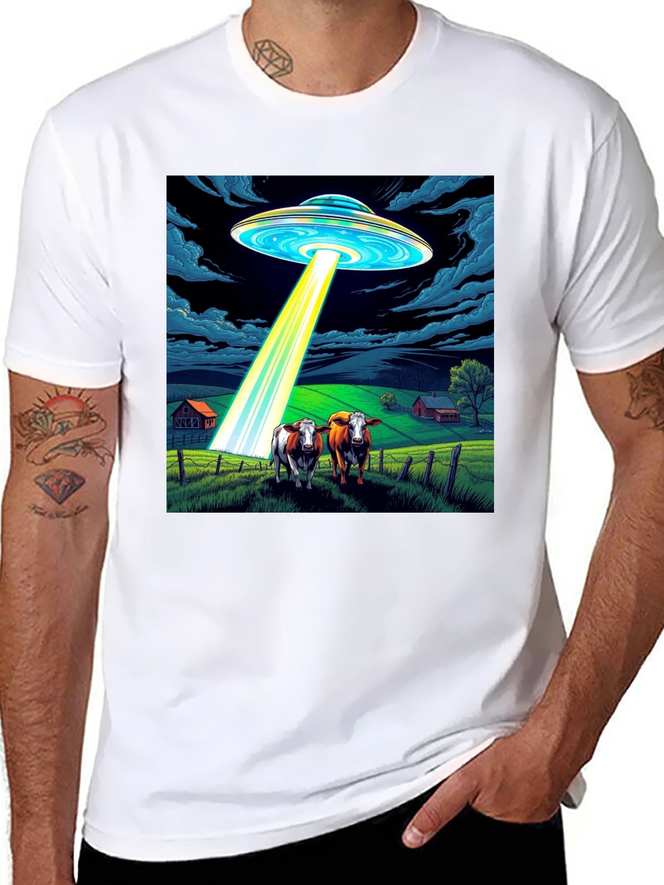UFO Abduction Cow T-Shirt - Premium Cotton Tee