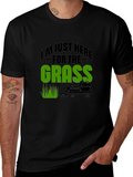 Funny Grass Lawn Mowing Black T-Shirt